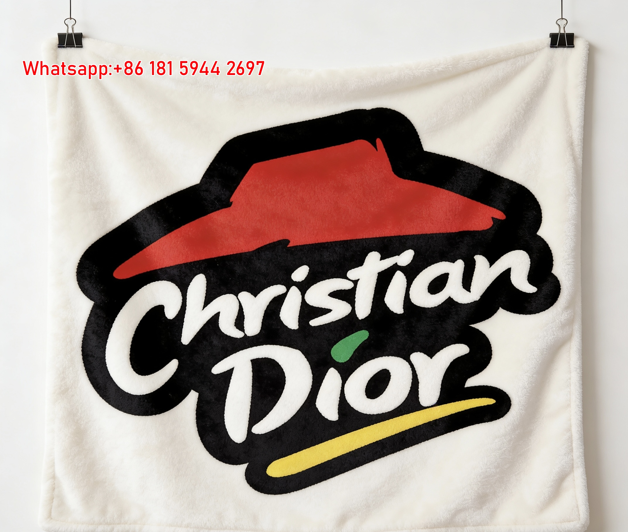 Christian Dior Red Hat Pop Art Flannel Sofa Throw Blanket D441
